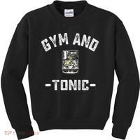 Gym And Tonic Funny Workout Weightlifting Pun Alcohol Drink Kids Sweatshirt thumb 0