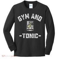 Gym And Tonic Funny Workout Weightlifting Pun Alcohol Drink Kids Long Sleeve Shirt thumb 0