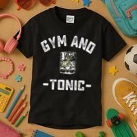 Gym And Tonic Funny Workout Weightlifting Pun Alcohol Drink Kids T-Shirt thumb 3