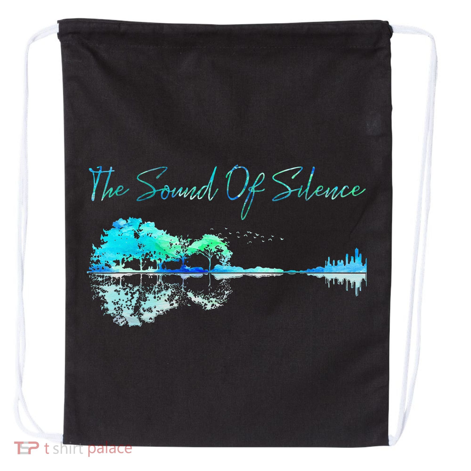 Guitar Artwork The Sound Of Silence Nature Guitar Mixed Drawstring Bag