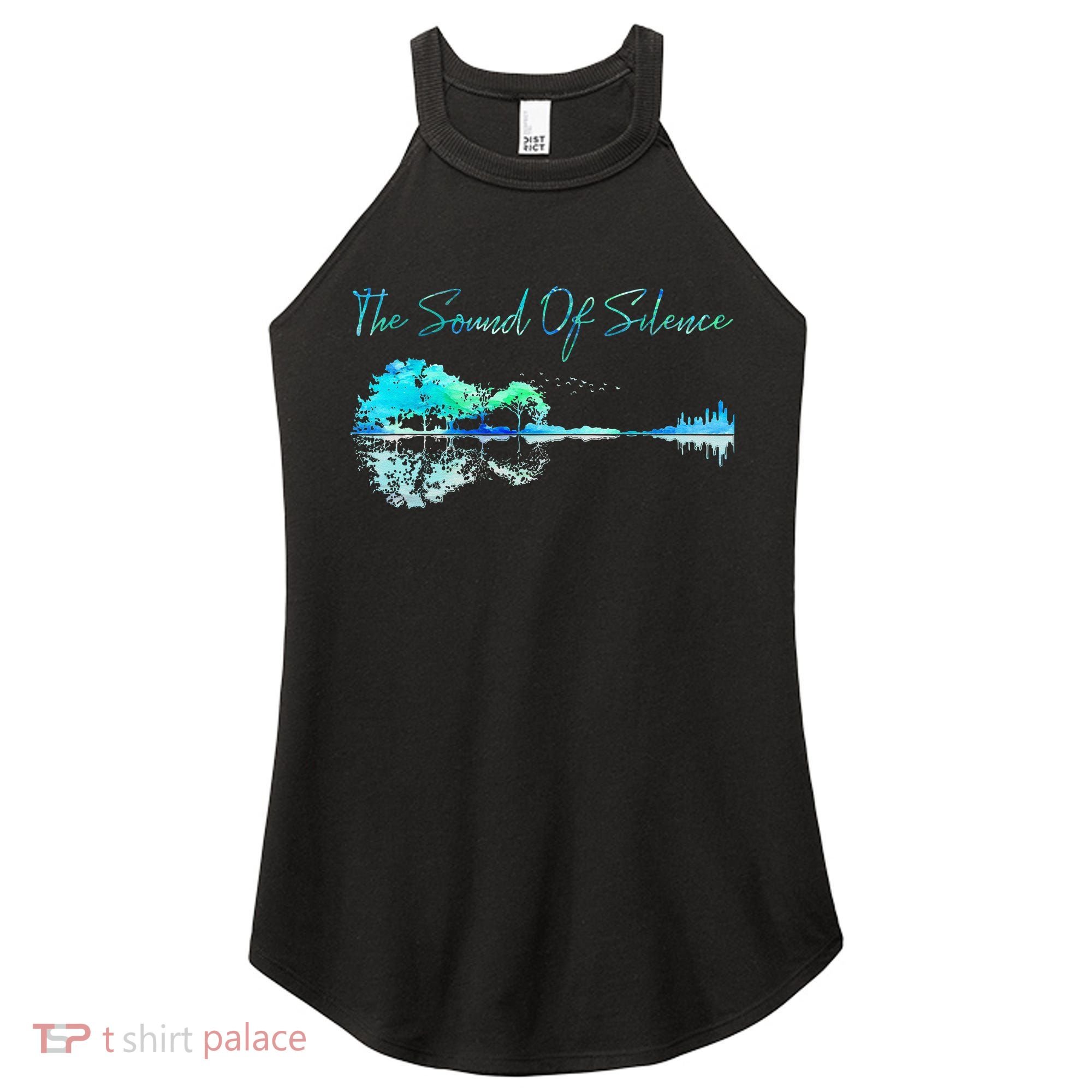 Guitar Artwork The Sound Of Silence Nature Guitar Mixed Women's Perfect Tri Rocker Tank