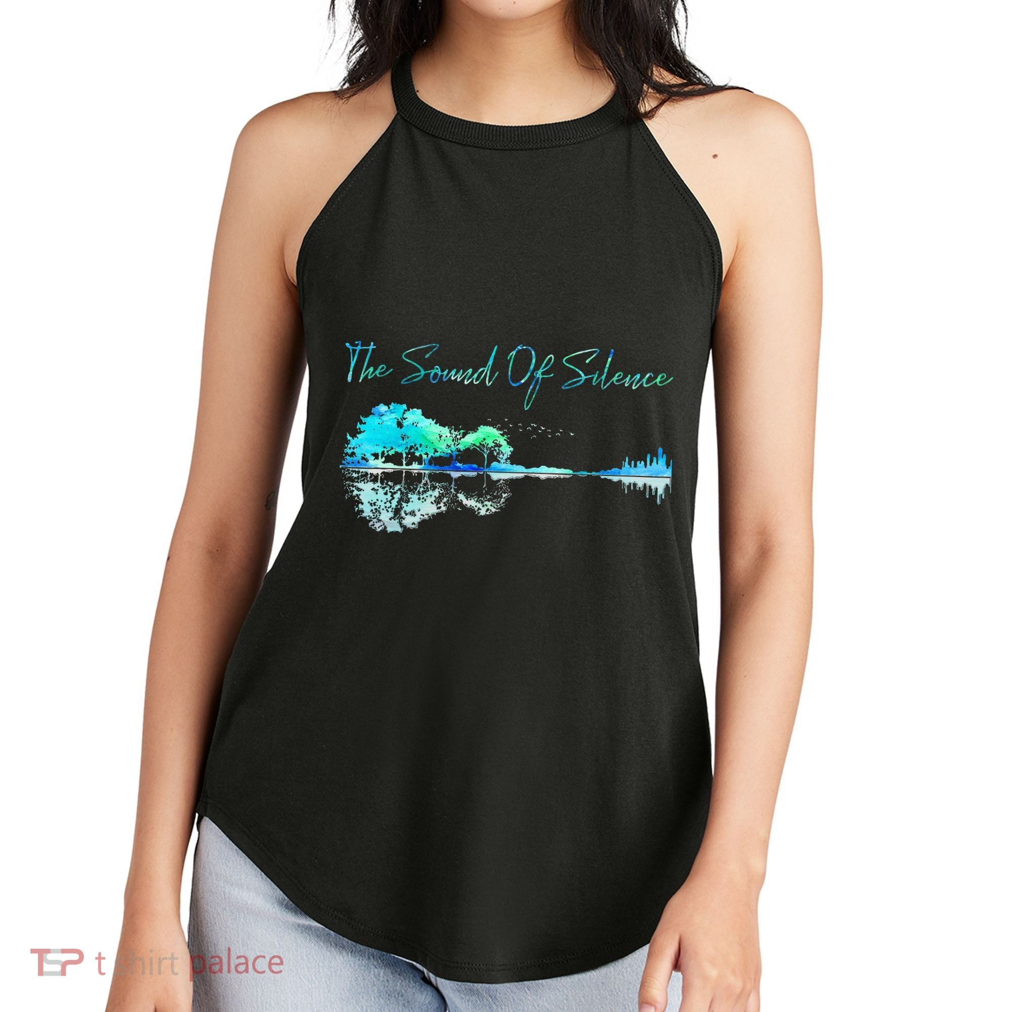Guitar Artwork The Sound Of Silence Nature Guitar Mixed Women's Perfect Tri Rocker Tank