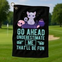 Go Ahead Underestimate Me That'll Be Fun Witch Cat Lover Meaningful Gift Golf Towel thumb 1