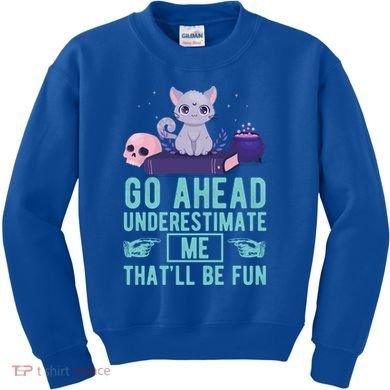Go Ahead Underestimate Me That'll Be Fun Witch Cat Lover Meaningful Gift Kids Sweatshirt