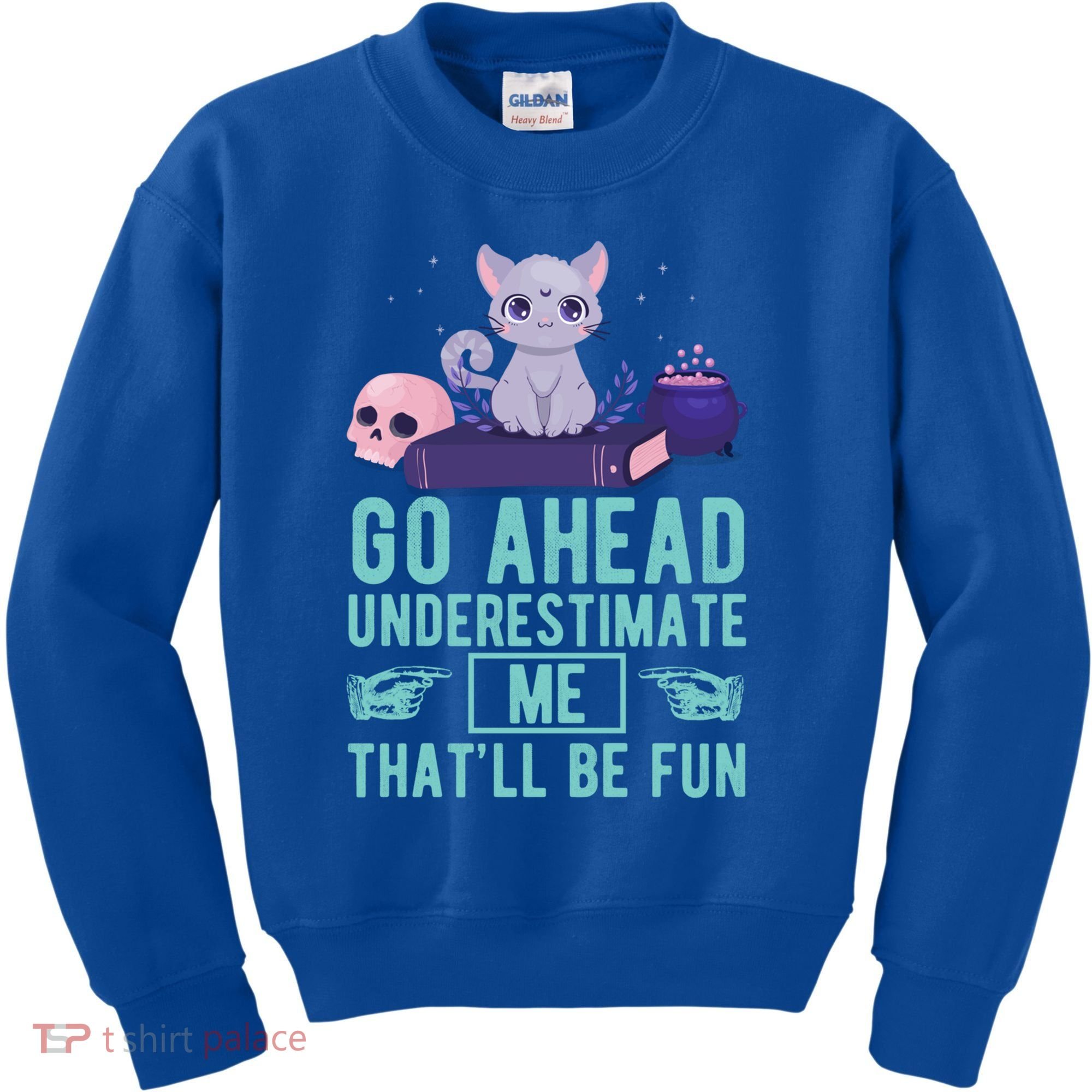 Go Ahead Underestimate Me That'll Be Fun Witch Cat Lover Meaningful Gift Kids Sweatshirt