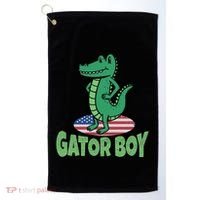 Gator American Usa Flag Alligator Crocodile Funny Gift Golf Towel thumb 0