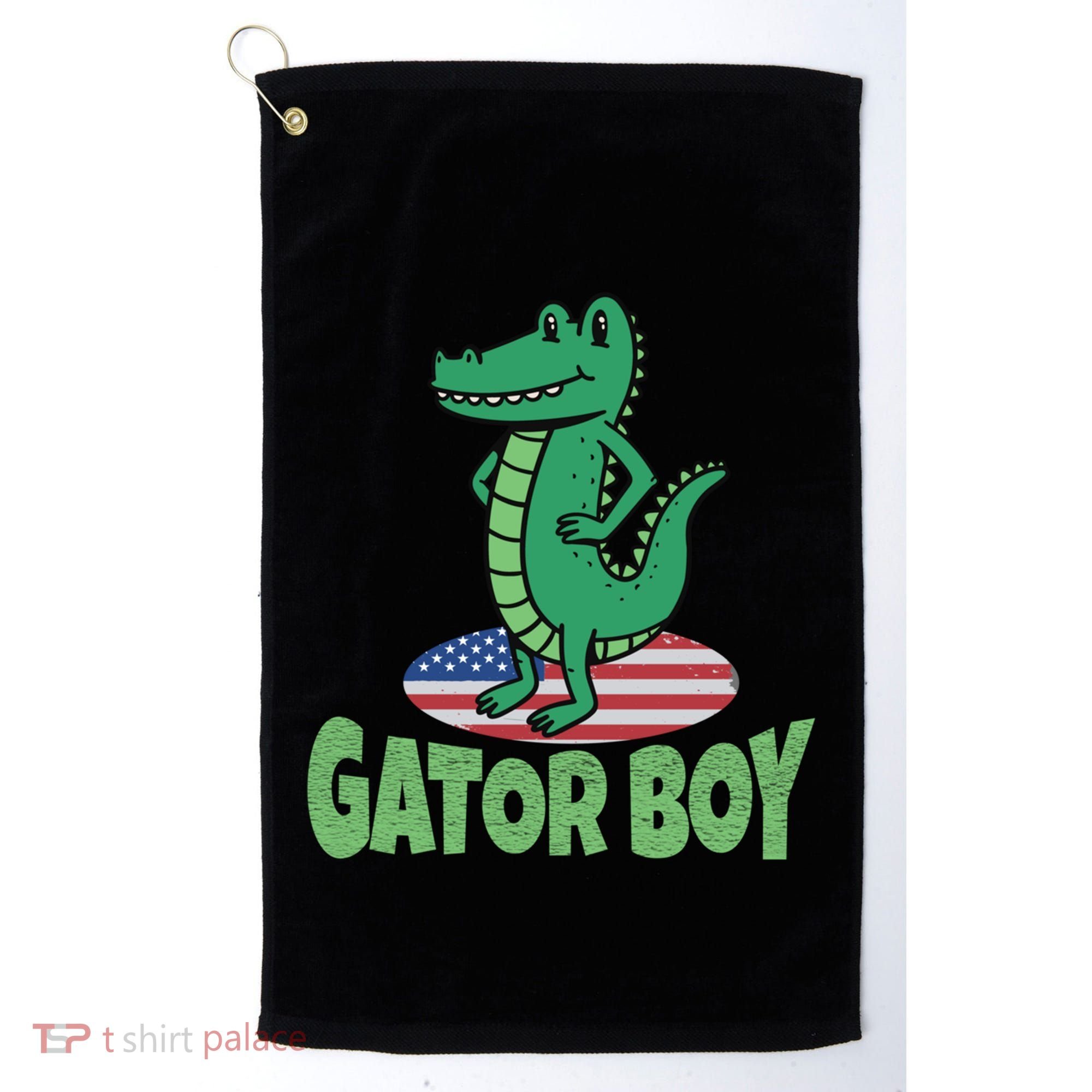 Gator American Usa Flag Alligator Crocodile Funny Gift Golf Towel
