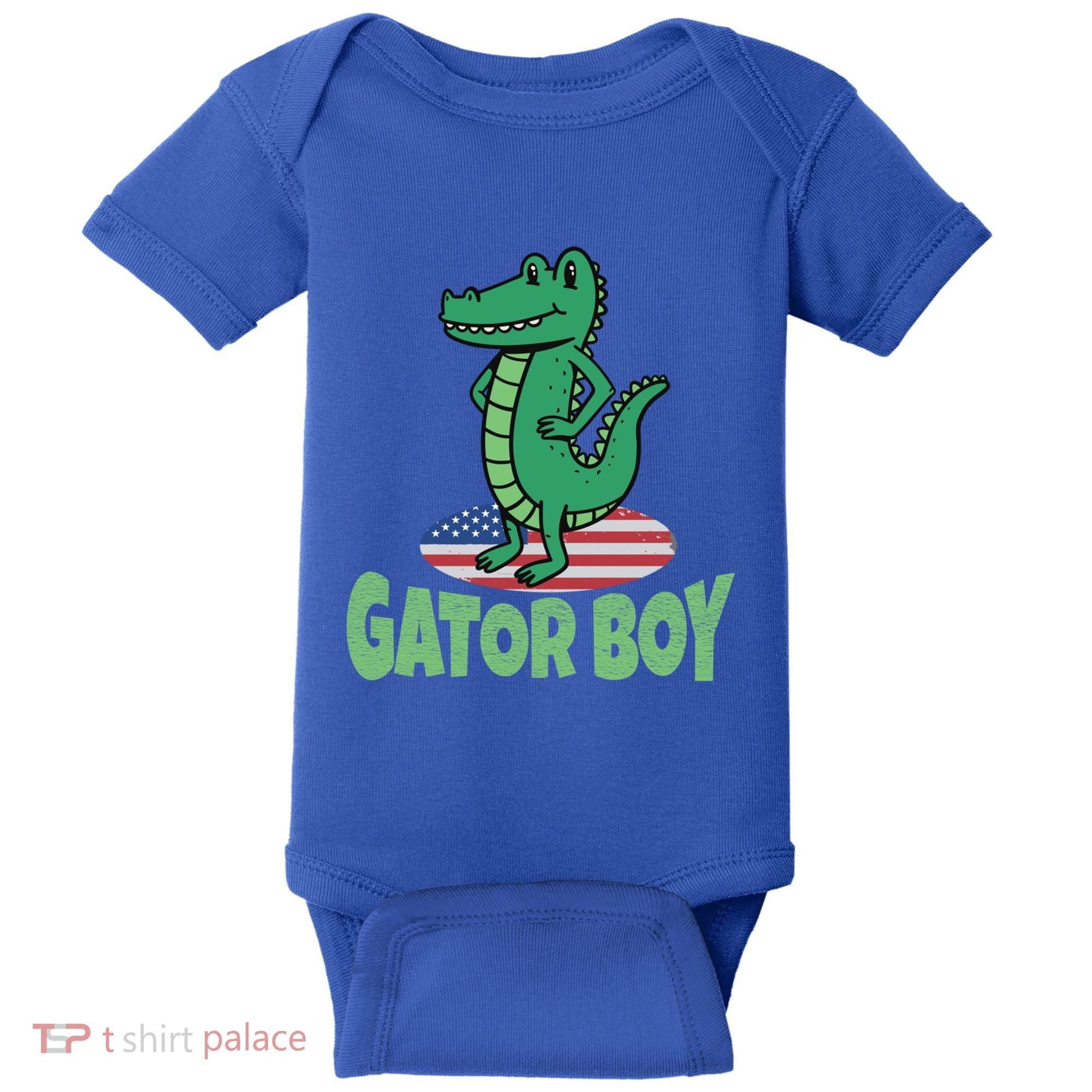 Gator American Usa Flag Alligator Crocodile Funny Gift Baby Bodysuit