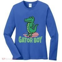 Gator American Usa Flag Alligator Crocodile Funny Gift Women's Long Sleeve Shirt thumb 0