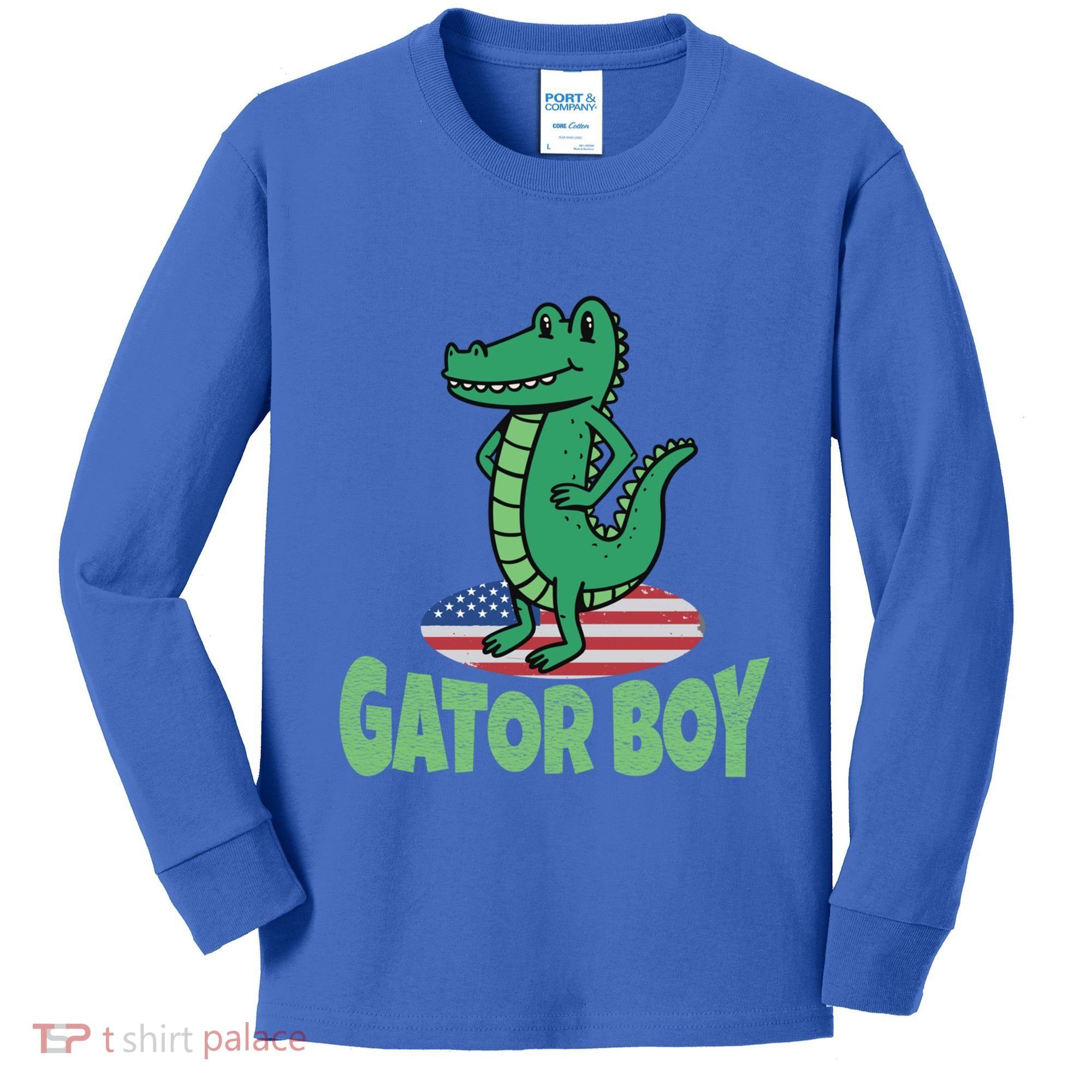 Gator American Usa Flag Alligator Crocodile Funny Gift Kids Long Sleeve Shirt