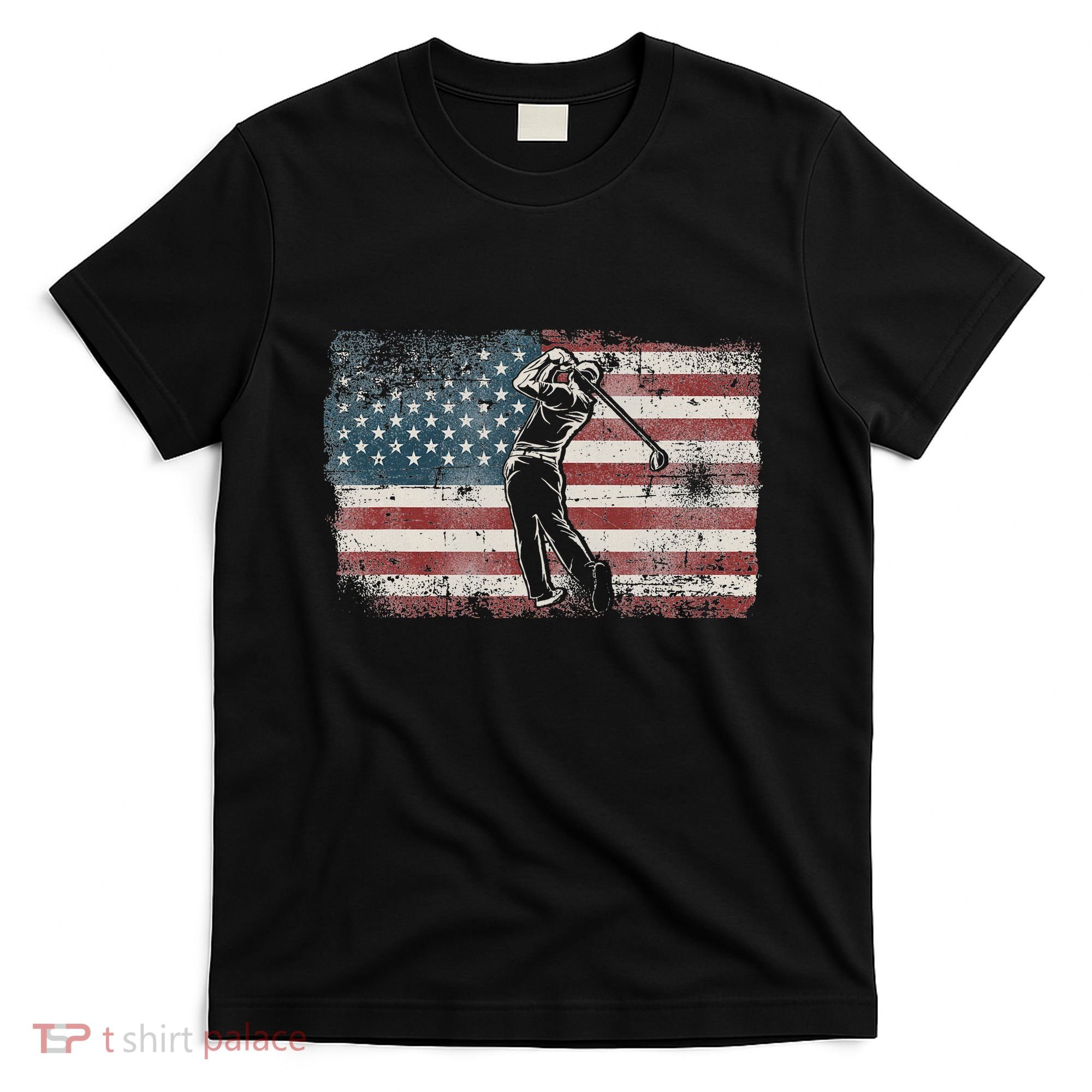 Golf American Usa Flag Vintage T-Shirt