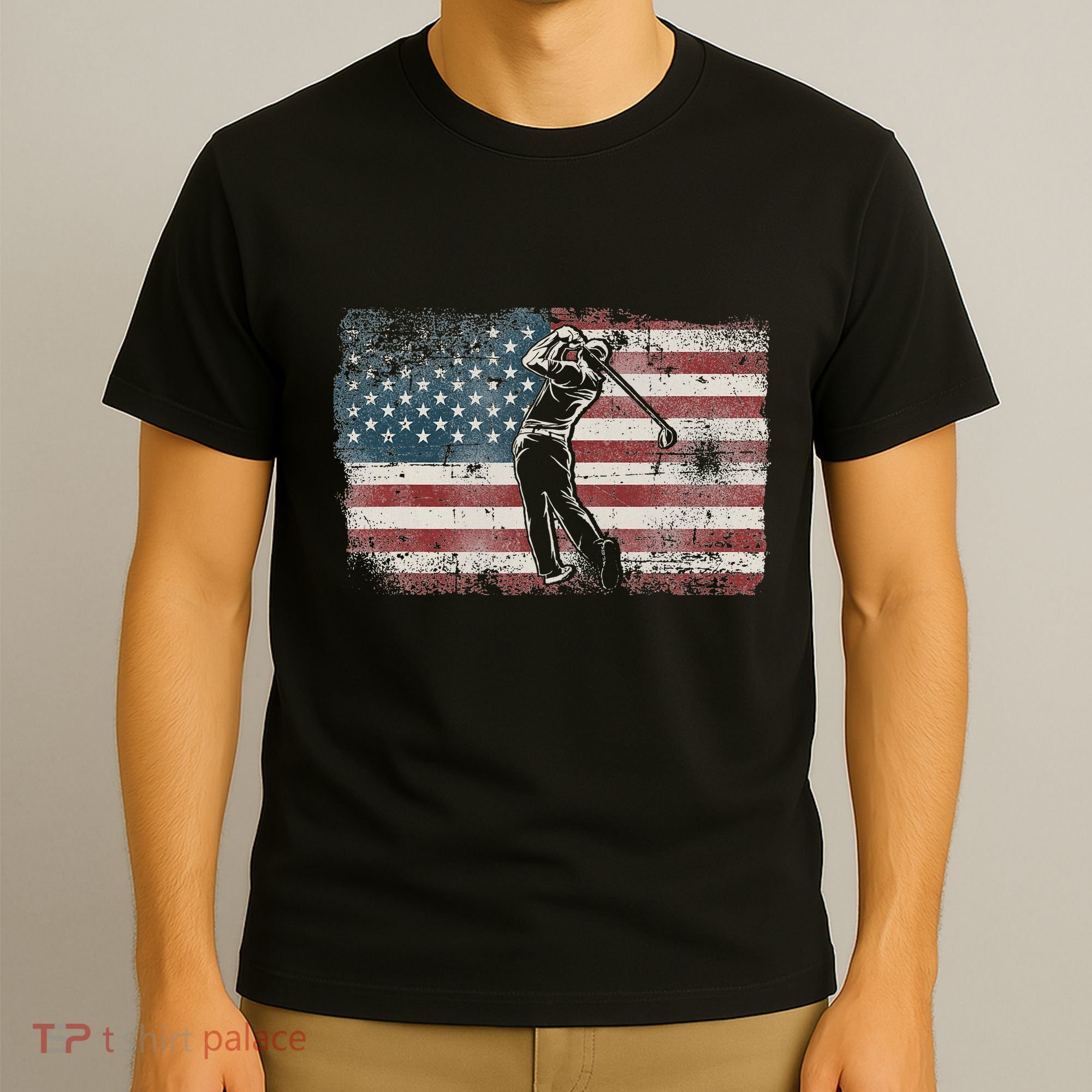 Golf American Usa Flag Vintage T-Shirt