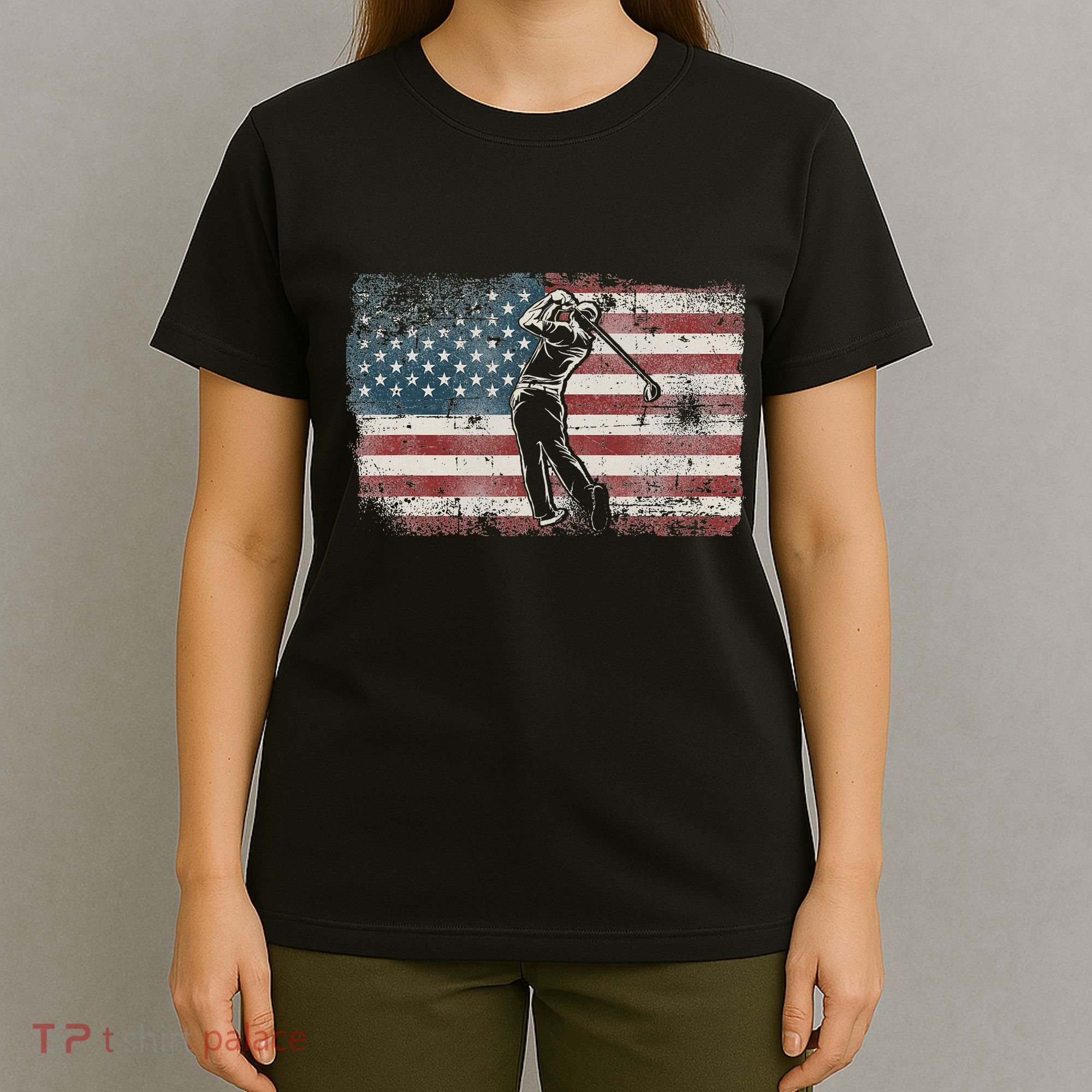 Golf American Usa Flag Vintage T-Shirt