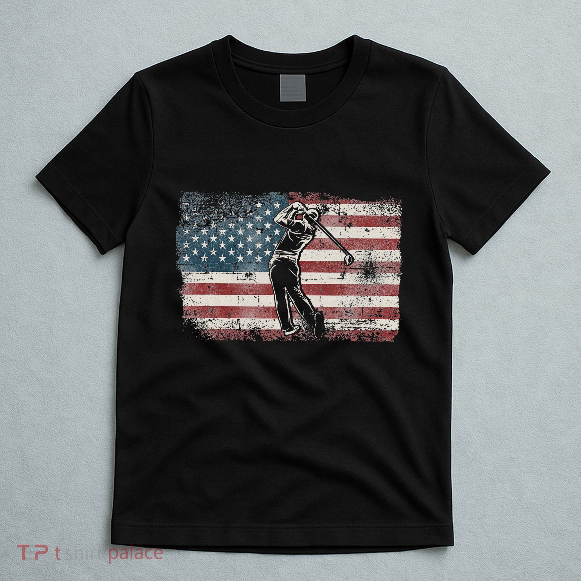 Golf American Usa Flag Vintage T-Shirt
