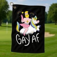 Gay AF Unicorn Golf Towel thumb 1