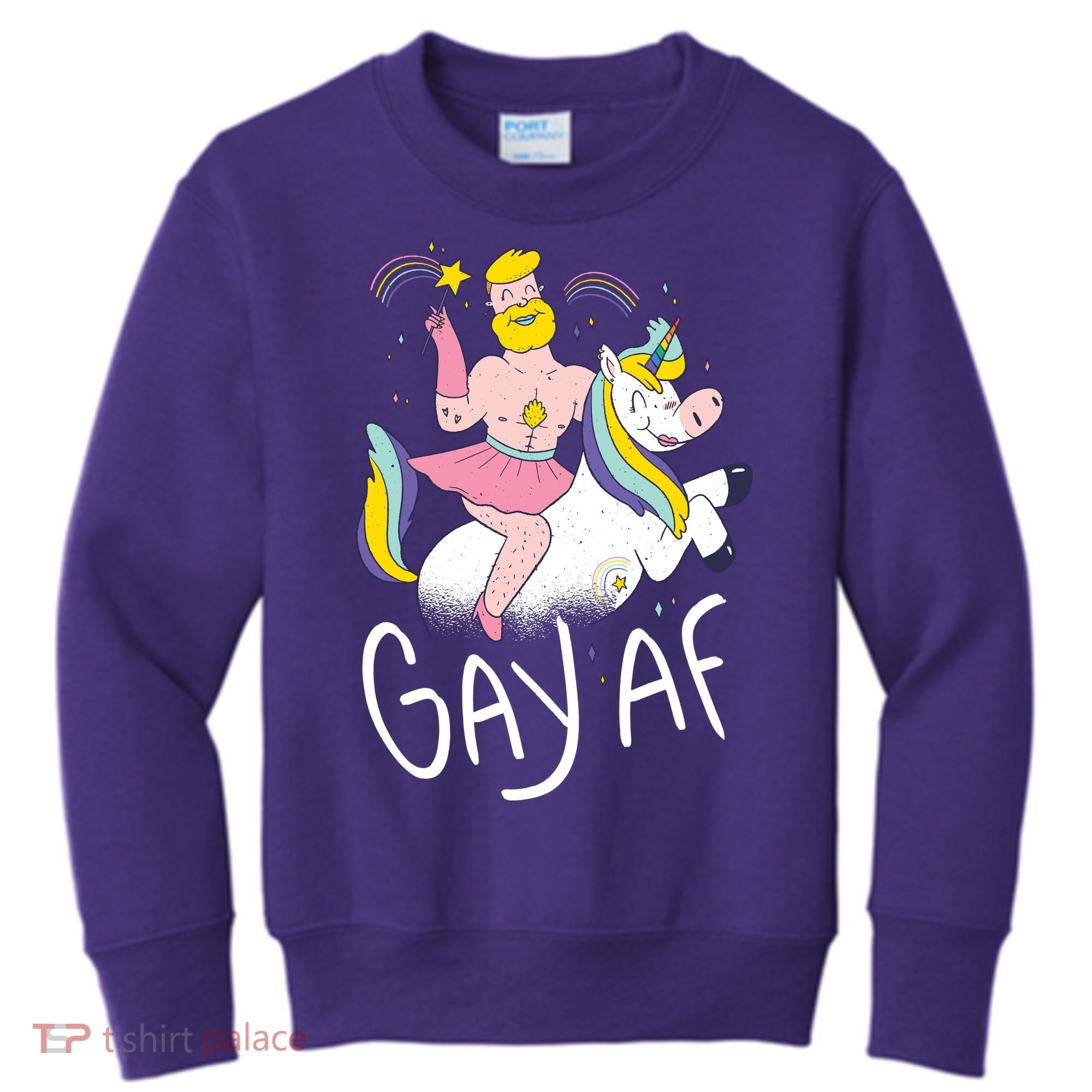 Gay AF Unicorn Kids Sweatshirt
