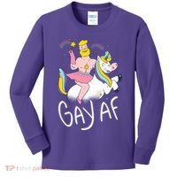 Gay AF Unicorn Kids Long Sleeve Shirt thumb 0