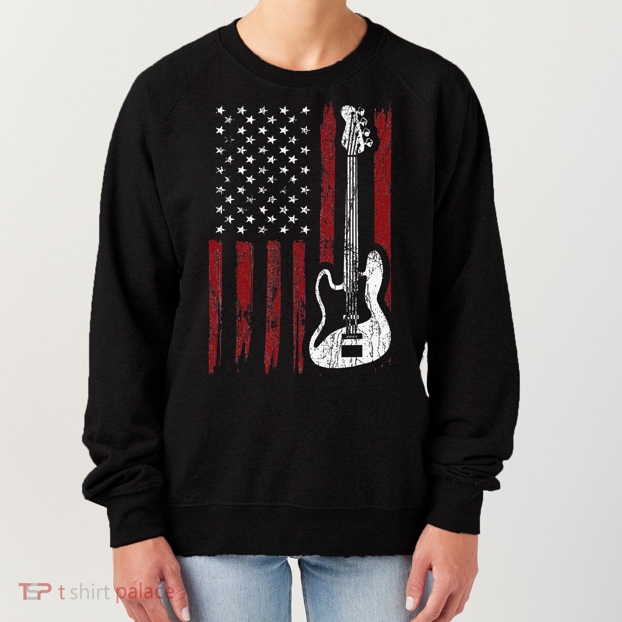 Guitar American US Flag Music Player Electric Guitarist Women's Sweatshirt