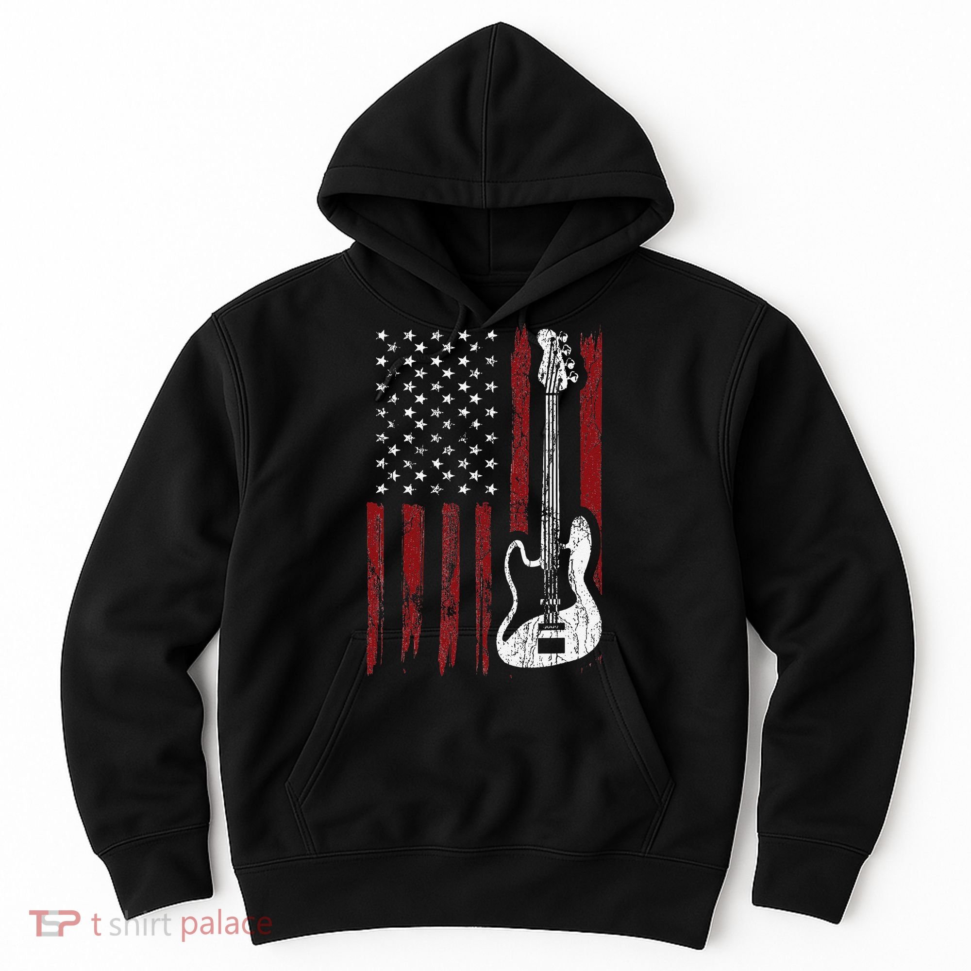 Guitar American US Flag Music Player Electric Guitarist Hoodie