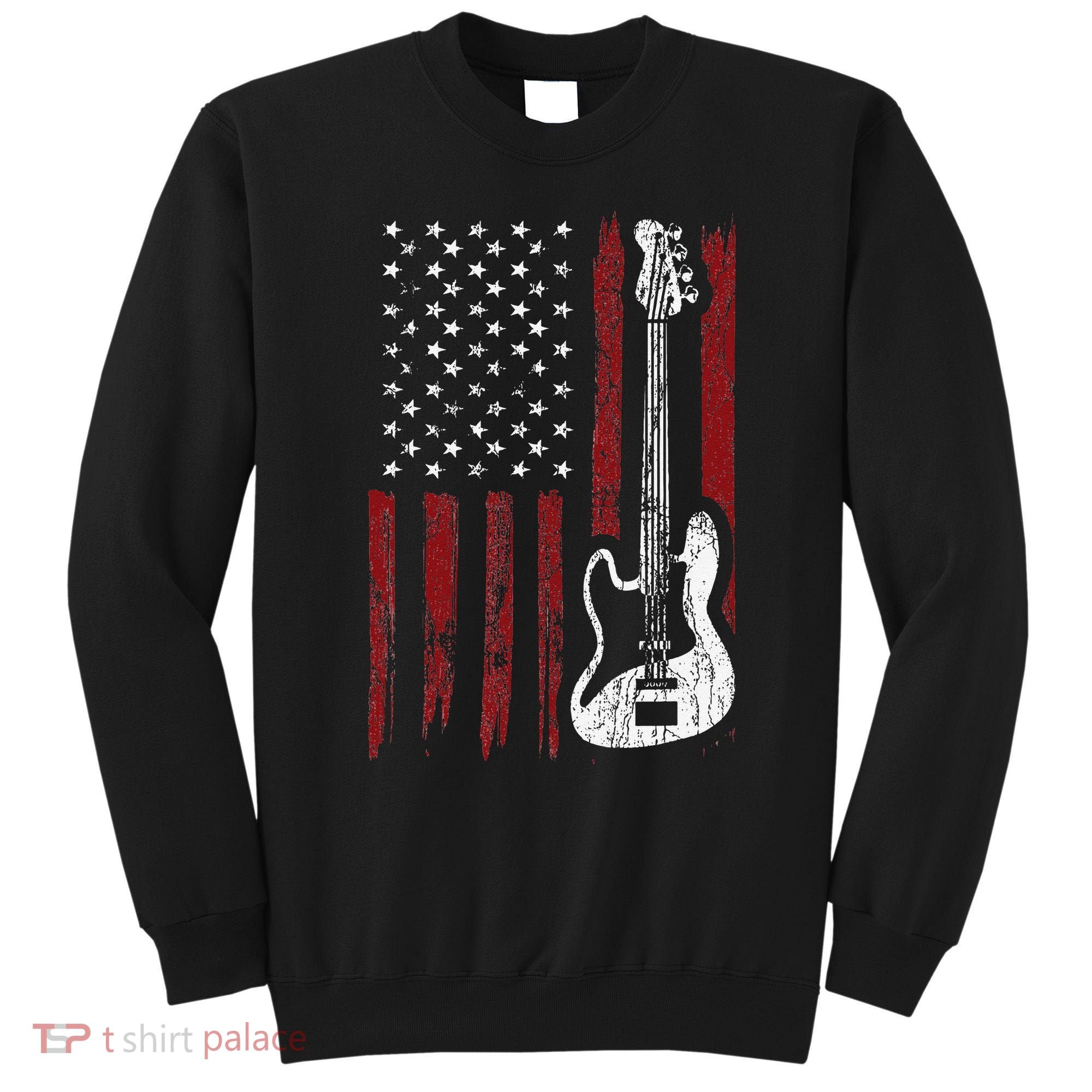 Guitar American US Flag Music Player Electric Guitarist Sweatshirt