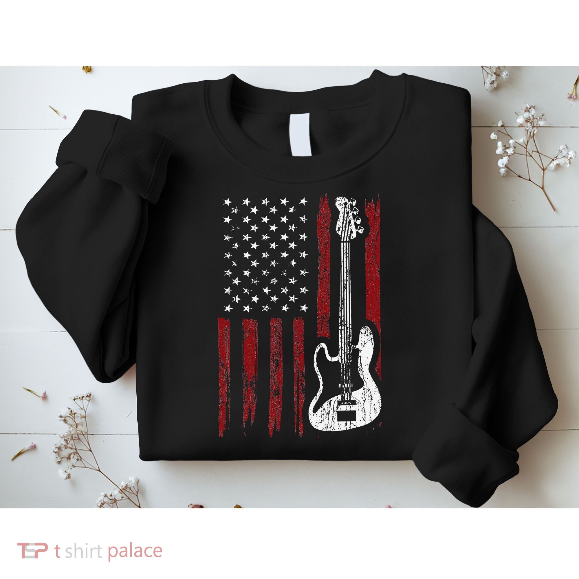 Guitar American US Flag Music Player Electric Guitarist Sweatshirt