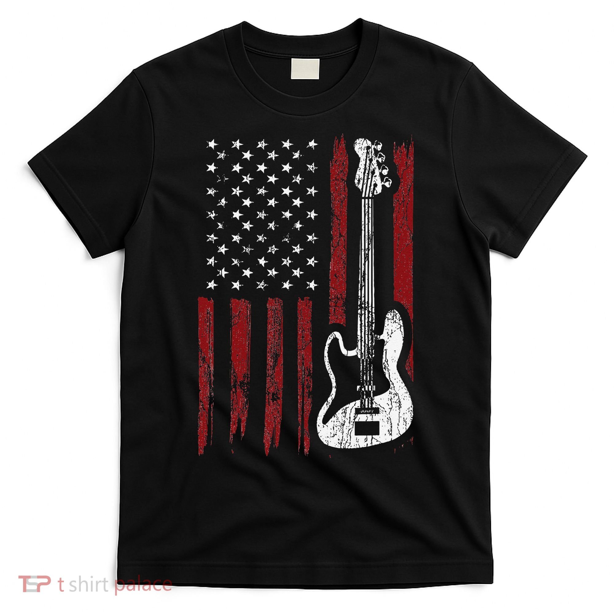 Guitar American US Flag Music Player Electric Guitarist T-Shirt