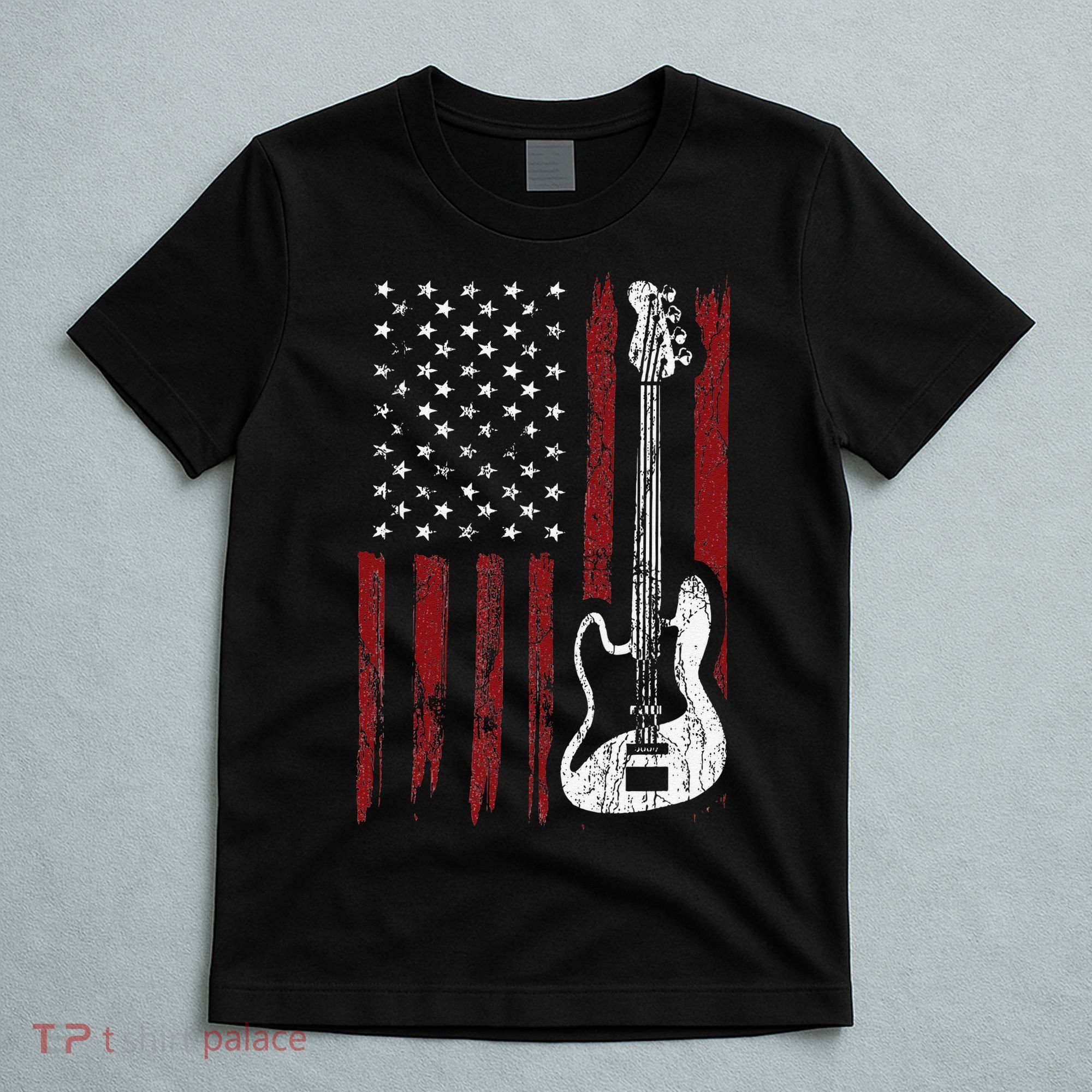 Guitar American US Flag Music Player Electric Guitarist T-Shirt