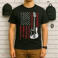 Guitar American US Flag Music Player Electric Guitarist T-Shirt thumb 6
