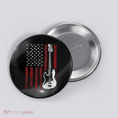 Guitar American US Flag Music Player Electric Guitarist Button