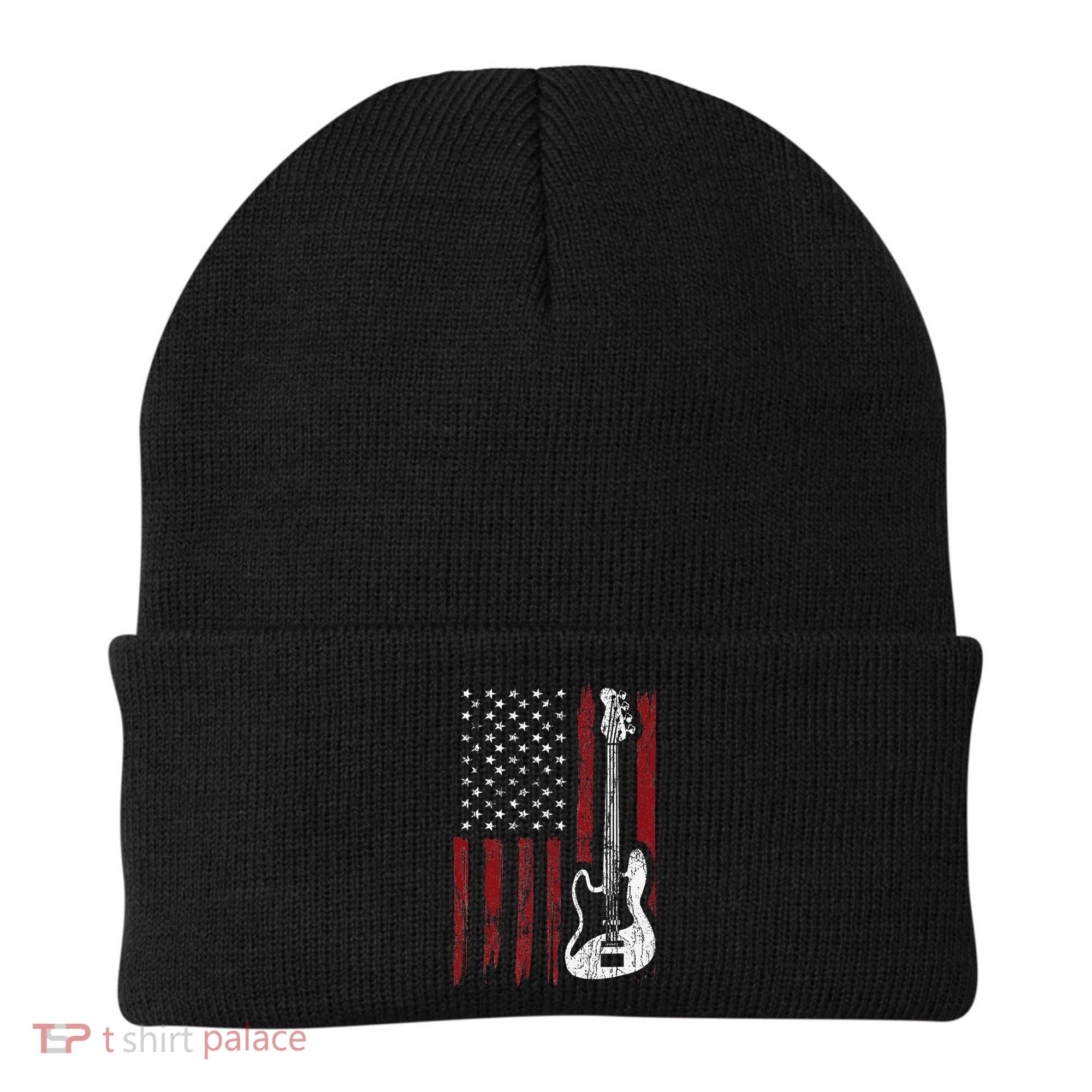 Guitar American US Flag Music Player Electric Guitarist Beanie