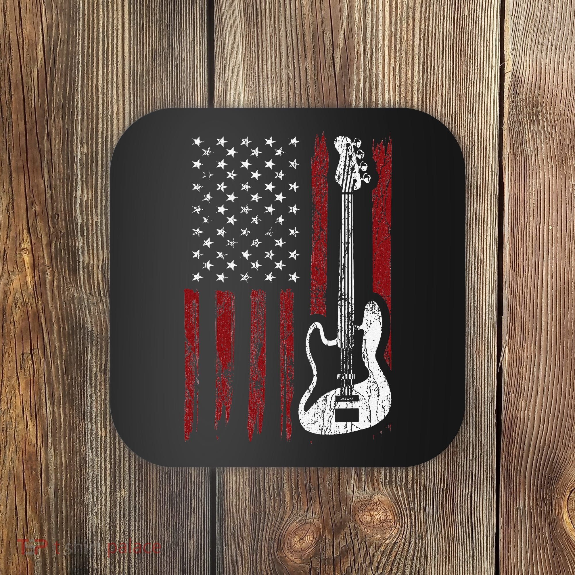 Guitar American US Flag Music Player Electric Guitarist Coaster