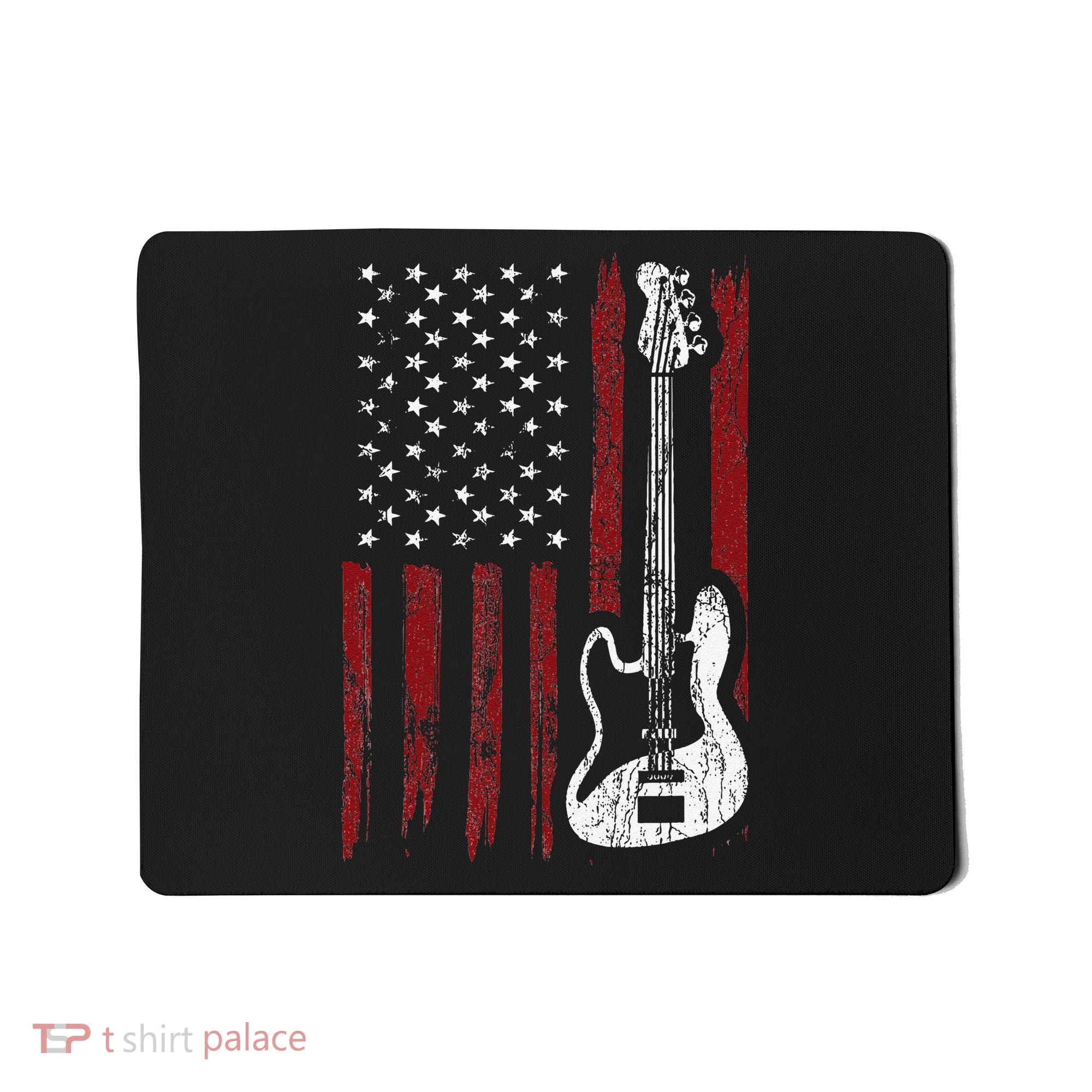 Guitar American US Flag Music Player Electric Guitarist Mousepad