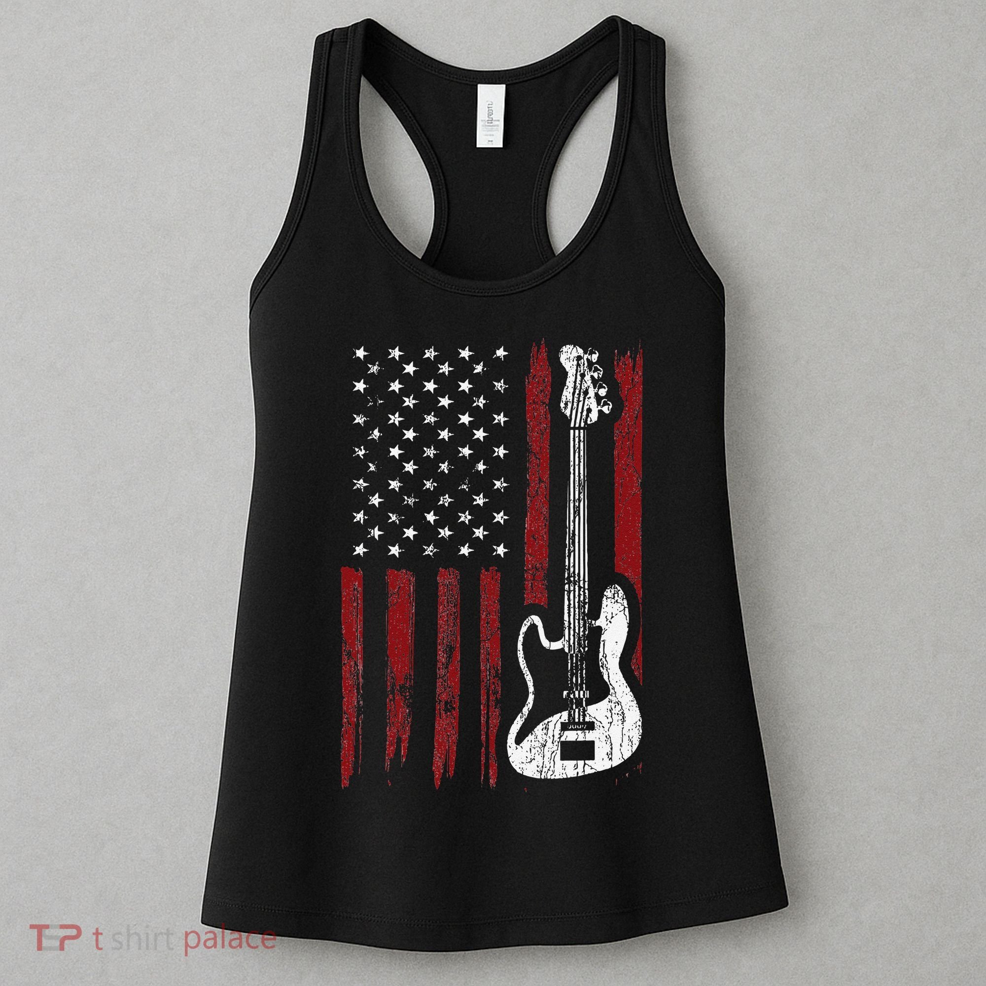 Guitar American US Flag Music Player Electric Guitarist Women's Tank Top
