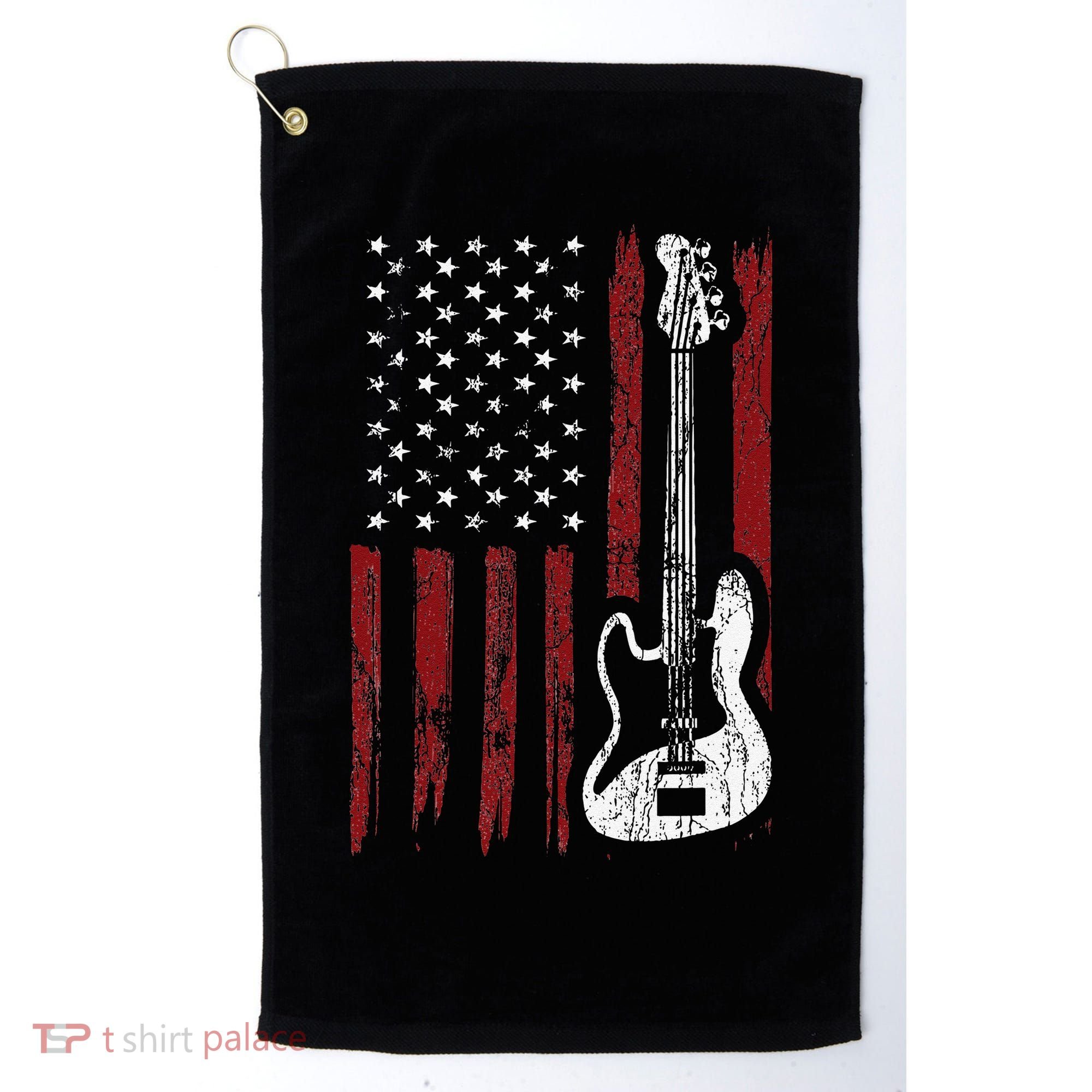 Guitar American US Flag Music Player Electric Guitarist Golf Towel