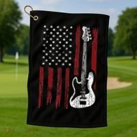 Guitar American US Flag Music Player Electric Guitarist Golf Towel thumb 1