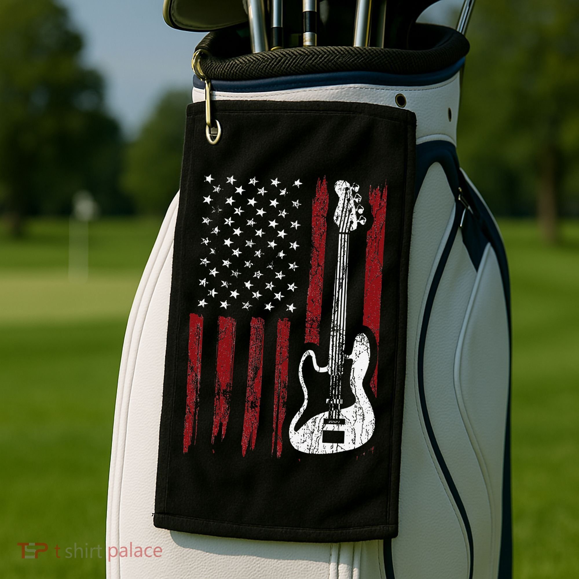 Guitar American US Flag Music Player Electric Guitarist Golf Towel