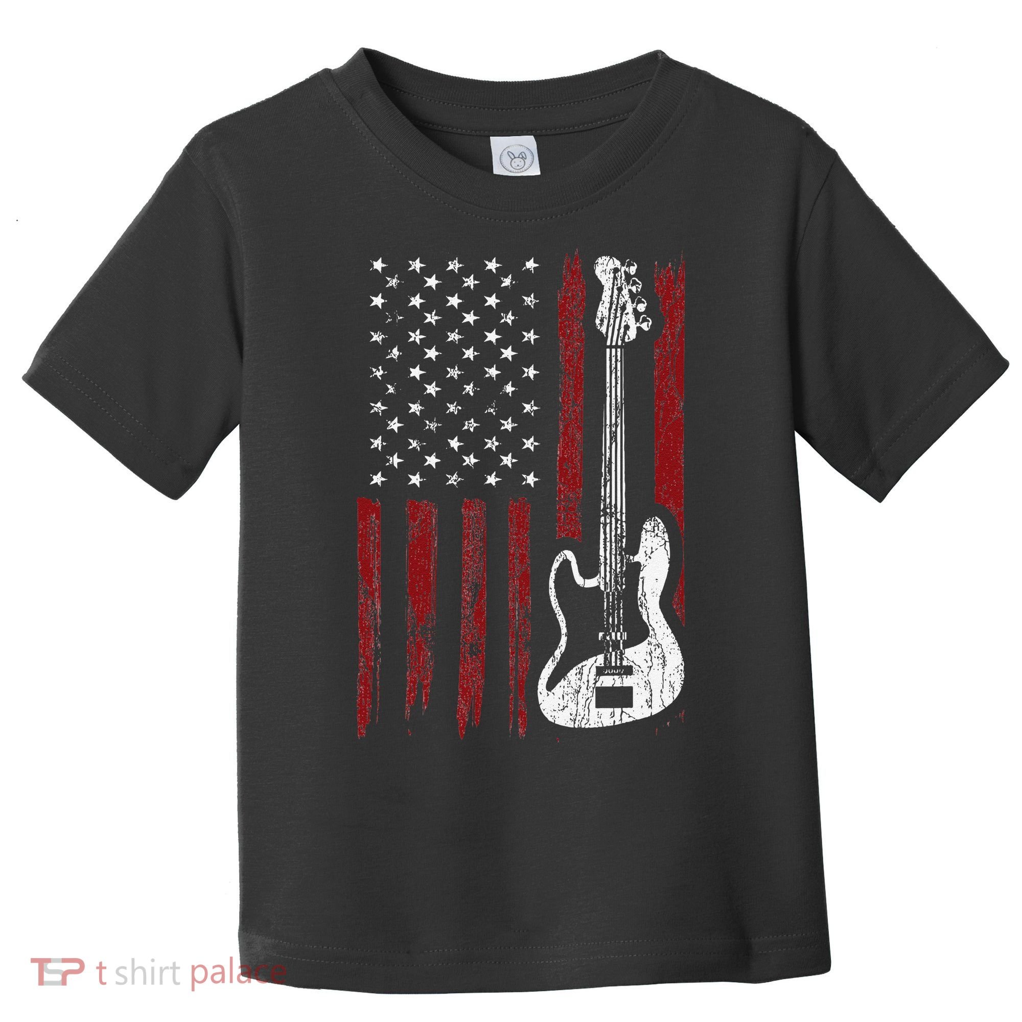 Guitar American US Flag Music Player Electric Guitarist Toddler T-Shirt