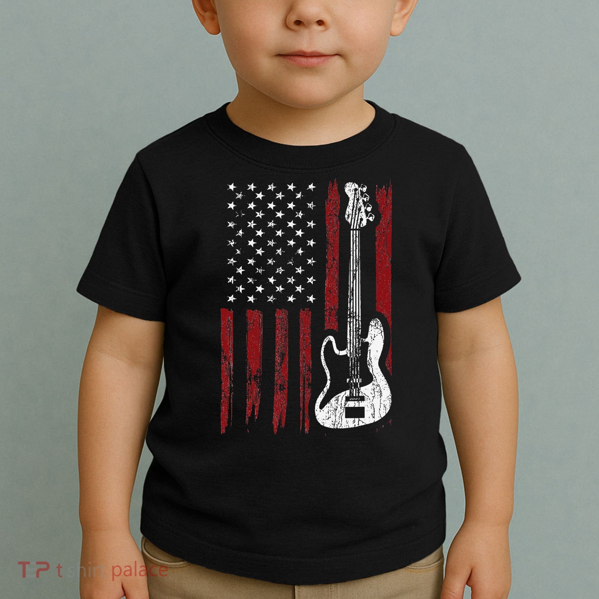 Guitar American US Flag Music Player Electric Guitarist Toddler T-Shirt