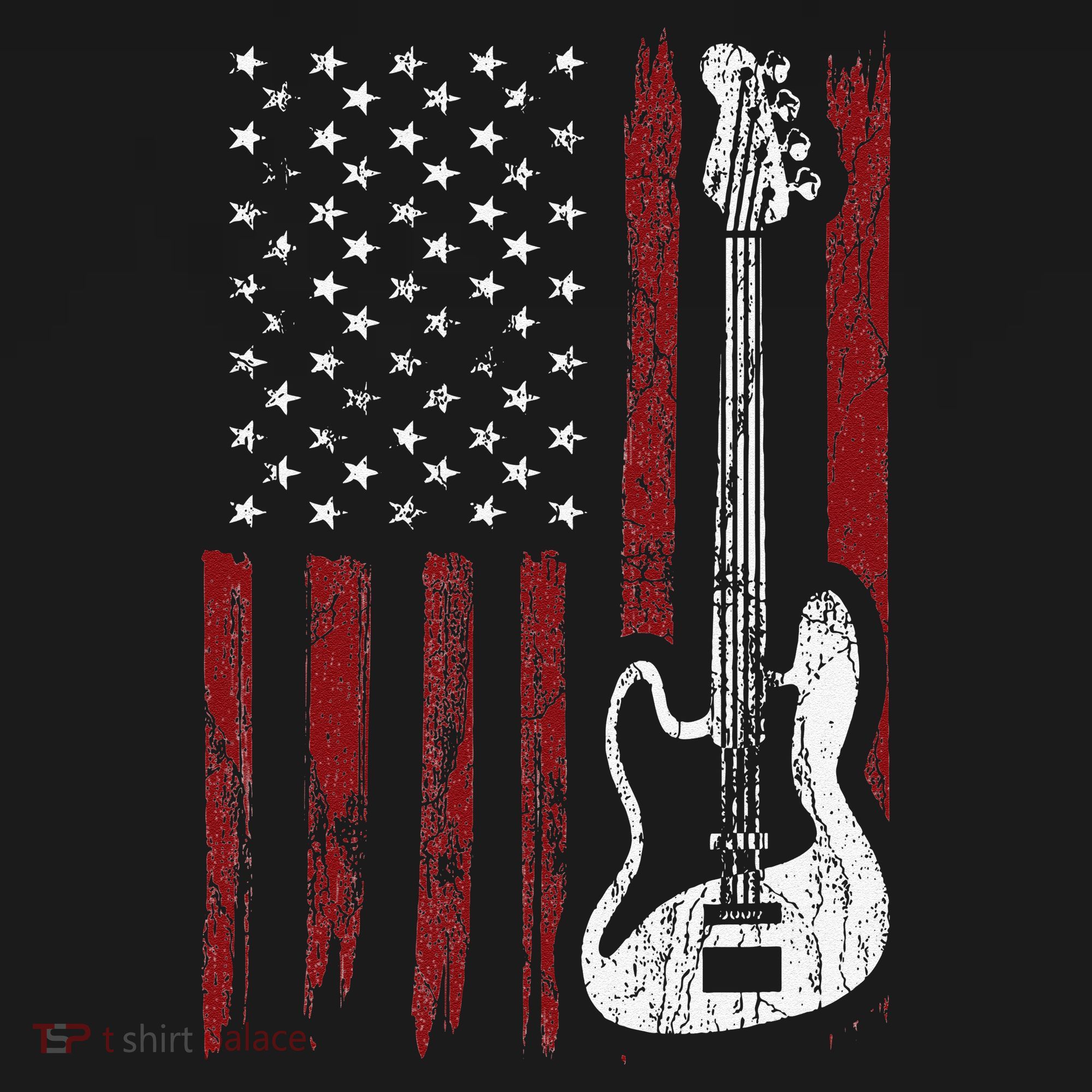Guitar American US Flag Music Player Electric Guitarist Toddler T-Shirt