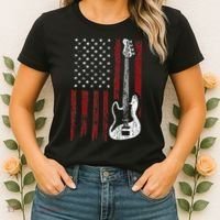 Guitar American US Flag Music Player Electric Guitarist Women's T-Shirt thumb 2