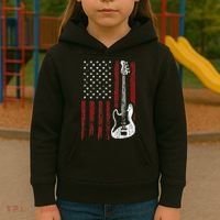 Guitar American US Flag Music Player Electric Guitarist Kids Hoodie thumb 3