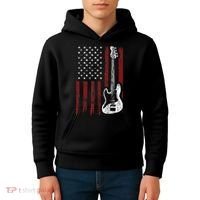Guitar American US Flag Music Player Electric Guitarist Kids Hoodie thumb 4