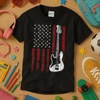 Guitar American US Flag Music Player Electric Guitarist Kids T-Shirt thumb 3