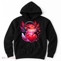 Gamer Axolotl Valentine Video Games Funny Axolotl Raglan Baseball Hoodie thumb 0