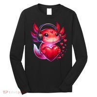 Gamer Axolotl Valentine Video Games Funny Axolotl Raglan Baseball Long Sleeve Shirt thumb 0