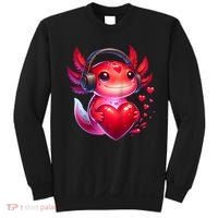 Gamer Axolotl Valentine Video Games Funny Axolotl Raglan Baseball Sweatshirt thumb 0