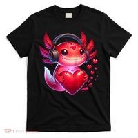 Gamer Axolotl Valentine Video Games Funny Axolotl Raglan Baseball T-Shirt thumb 0