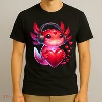 Gamer Axolotl Valentine Video Games Funny Axolotl Raglan Baseball T-Shirt thumb 3
