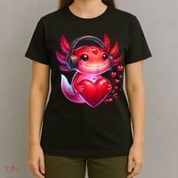 Gamer Axolotl Valentine Video Games Funny Axolotl Raglan Baseball T-Shirt thumb 4