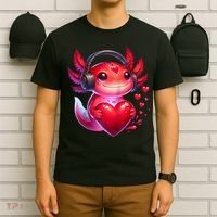 Gamer Axolotl Valentine Video Games Funny Axolotl Raglan Baseball T-Shirt thumb 6
